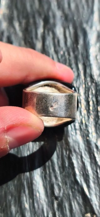 ANILLO PLATA GRAN VOLUMEN PIEDRA NEGRA FACETADA
