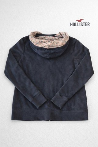 Hollister 1922 Navy Zip Hoodie M Floral Lined...