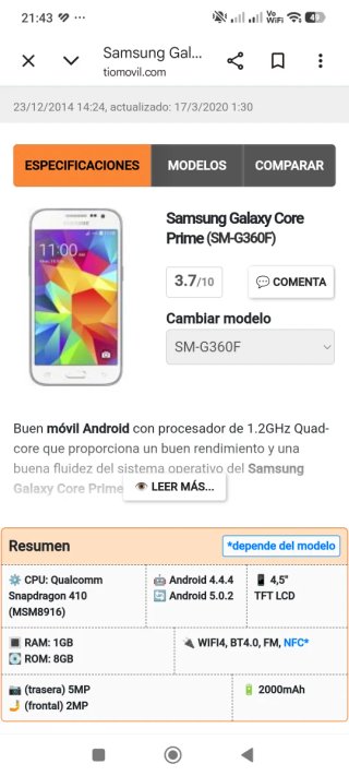 Samsung Galaxy Core Prime Negro