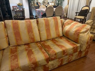 Chaiselongue tela naranja y amarillo