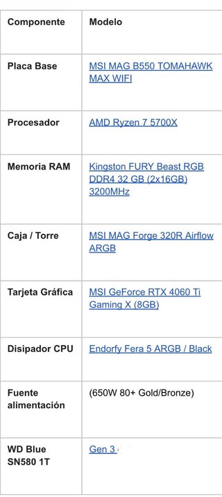 PC Gaming MSI AMD Ryzen 7 5700X RTX 4060 Ti