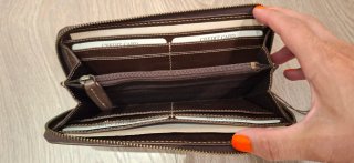 Cartera Adolfo Dominguez Monogram Gris Marrón