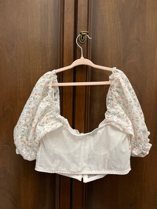 Corsetto floreale con maniche a sbuffo Tg S