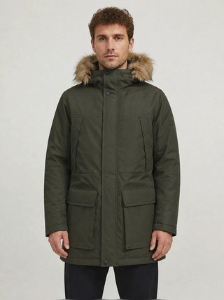 Parka larga Jack & Jones verde con capucha de...