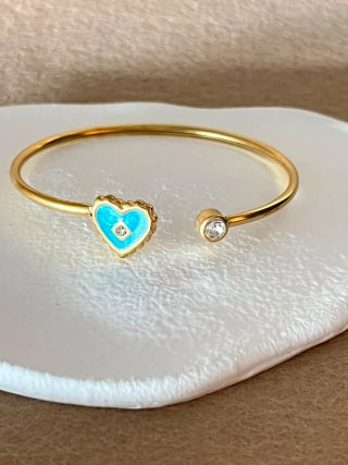 Pulsera Corazón Azul y Dorado
