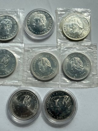 Lote 8 Monedas 2000 pesetas Plata Juan Carlos