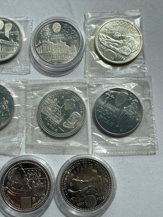 Lote 8 Monedas 2000 pesetas Plata Juan Carlos