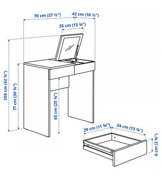 Tocador Ikea blanco con espejo