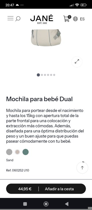 Mochila Porta Bebé Jane Azul/Crema