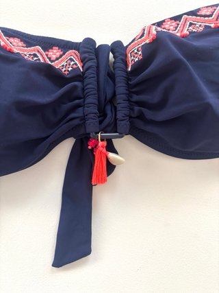 Sujetador Bikini Étnico Relleno 90B Azul/Rosa