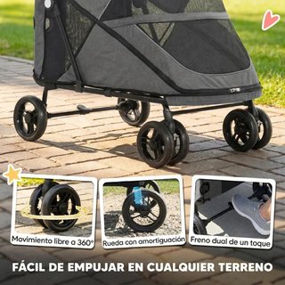 Carrito Perros Plegable 30kg 4 Ruedas Suspensión
