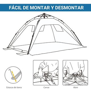 Carpa Playa Pop Up 1-2 Personas con Ventanas Azul