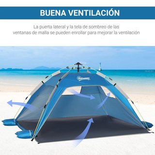Carpa Playa Pop Up 1-2 Personas con Ventanas Azul