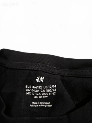 Camiseta H&M Muscle Fit Negra Talla xs