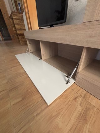 Mueble de salón completo madera y blanco bonito