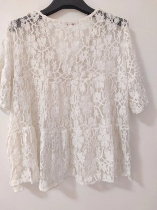 Blusa donna pizzo bianco dorato taglia unica