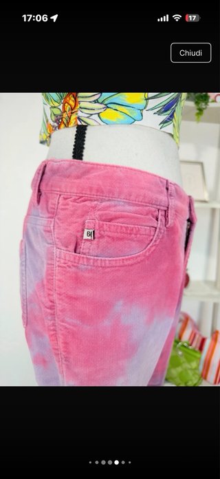 Pantaloni velluto Miss Sixty tie-dye rosa S