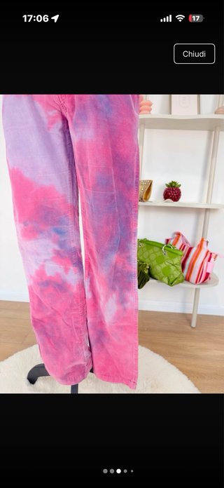 Pantaloni velluto Miss Sixty tie-dye rosa S
