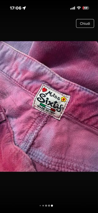 Pantaloni velluto Miss Sixty tie-dye rosa S