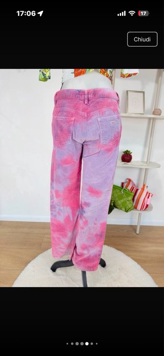 Pantaloni velluto Miss Sixty tie-dye rosa S