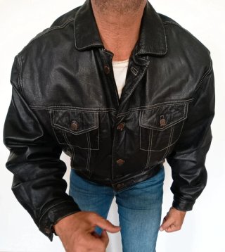 Vaquera tejana jean cuero auténtico oversized