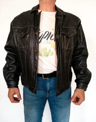 Vaquera tejana jean cuero auténtico oversized