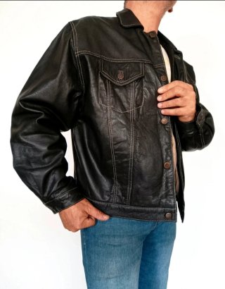 Vaquera tejana jean cuero auténtico oversized