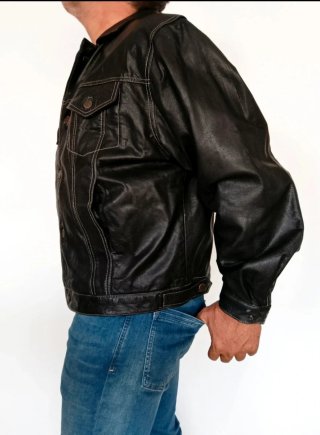 Vaquera tejana jean cuero auténtico oversized