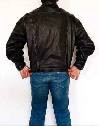 Vaquera tejana jean cuero auténtico oversized