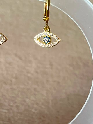 Pendientes Ojo Azul Dorado