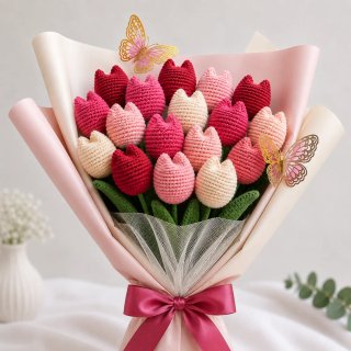 Ramo 17 tulipanes artesanales