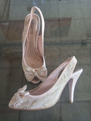 Zapatos de tacón Blanco Talla 36 encaje