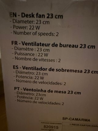 Ventilador de mesa Selecline 23 cm