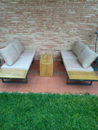 Sofá modular de jardín beige