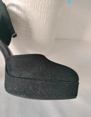 Sandalias Negras Plataforma Purpurina