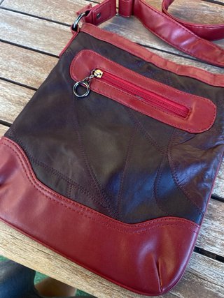 Bolso bandolera mujer marrón y rojo