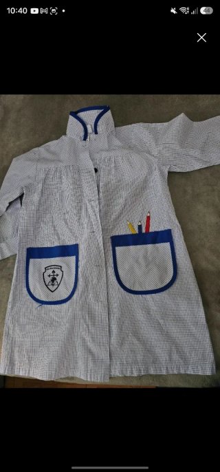 Bata Escolar Infantil Cuadros Azul Colegio Central