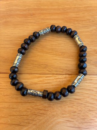 Pulsera Protección Buena Vibra Madera y Plata 6