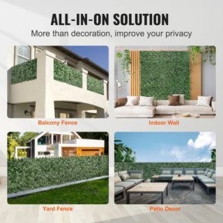 Valla privacidad verde con hiedra artificial