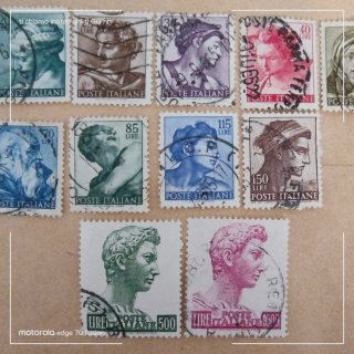 15 francobolli italiani Michelangelo usati