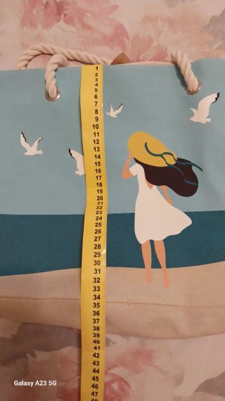 Bolso de playa beige y multicolor