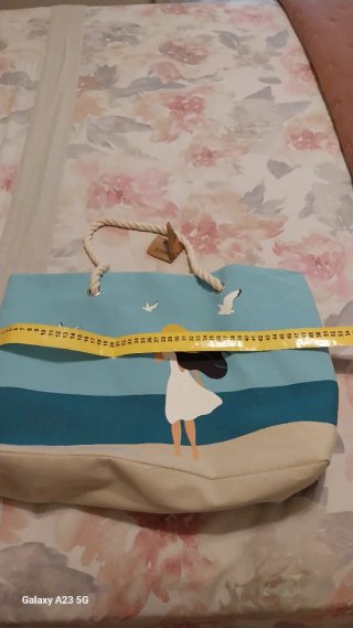 Bolso de playa beige y multicolor