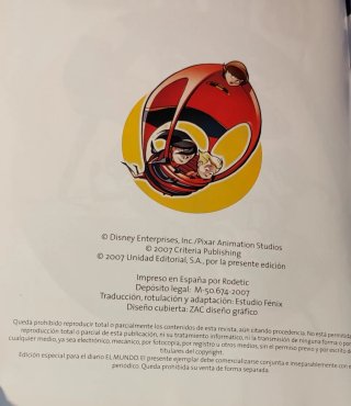 Cómic "Los Increíbles" Disney Pixar