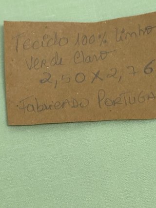 Tecido 100% linho verde claro 2,50 X 2,76