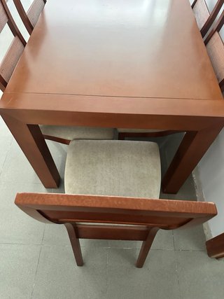 Mesa comedor extensible + 6 sillas madera