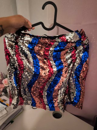 Falda de lentejuelas multicolor talla única