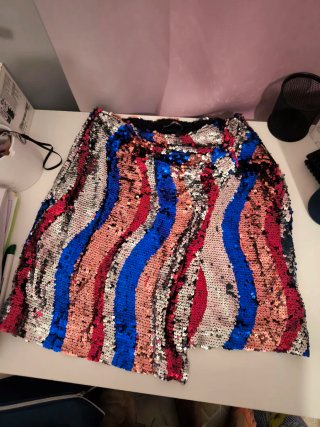 Falda de lentejuelas multicolor talla única