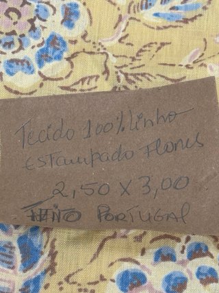 Tecido 100% Linho Estampado Flores 2,50x3,00m PT