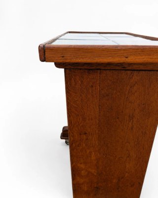 Mesa auxiliar en roble, con ruedas, años 50