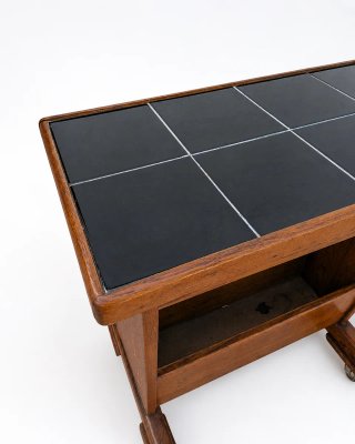 Mesa auxiliar en roble, con ruedas, años 50